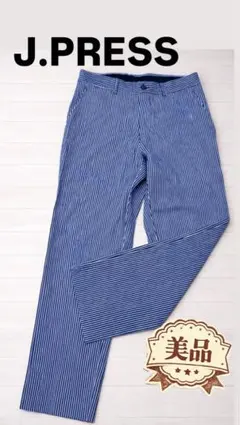 週末セール価格【美品】J.PRESS ストライプパンツ S ネイビー 綺麗めのサムネイル