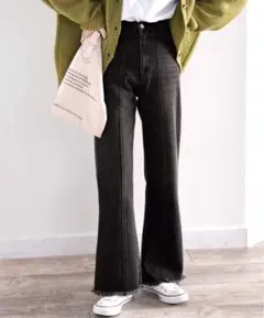 CLASSICAL ELF 最旬美脚デニム フリンジ セミフレア デニムパンツ