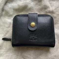 イルビゾンテ　レザー二つ折り財布　シボ　ブラック　黒　ユーズド