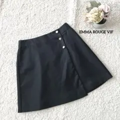 EMMA ROUGE VIF サイドボタン ラップミニスカート ブラック 34
