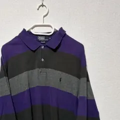 Polo by Ralph Lauren XL 長袖 ポロシャツ 紫/グレー/黒