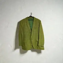 オリーブグリーン チェック柄 テーラードジャケット