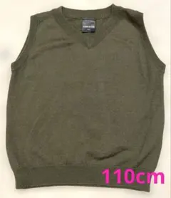 COMME CA ISM キッズ 子供服　ニットベスト カーキ 110cm