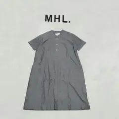 MHL.　エムエイチエル　リネン混　バンドカラー　ワンピース　Ⅰ　グレー　日本製のサムネイル