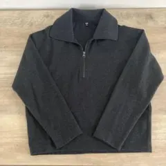 UNIQLO ハーフジップ ニット ダークグレーLサイズ