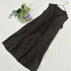 【23区】ボウタイ ノースリーブ シャツワンピース　カーキ　38