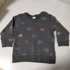 状態良好 H&M カラフル星柄長袖裏起毛トレーナー75