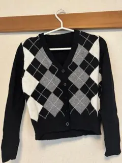 アーガイル ブラック カーディガン セーター　ニット