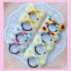超お買い得♡お揃い リバティひらひらレース付 くるみボタン ヘアゴム