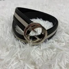 GUCCI グッチ ベルト GG インターロッキング ブラック　シェリーライン