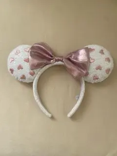 【美品・即購入可】ディズニー ハート模様リボン付きカチューシャ