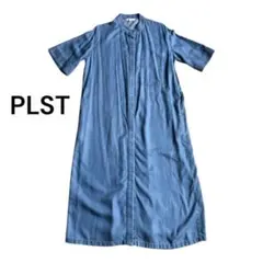PLST 半袖シャツワンピース M ライトブルー