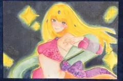 原画・一点物オリジナルイラスト 女の子 ファンタジー アナログ 水彩風 キラキラ
