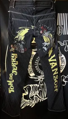 新品バンソンvanson✖️トムとジェリーコラボ　 ストーリーデザイン　パンツXL