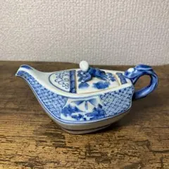 中国美術 清時代 青花染付 後手急須 古美術 茶道具 煎茶道具 陶磁器 骨董 中国美術 染付 後手急須 古美術 茶道具 煎茶道具 陶磁器 骨董 古玩