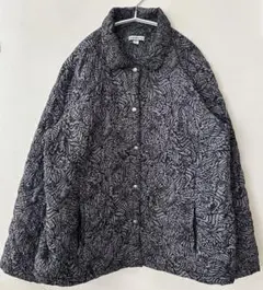 クロフトアンドバロー 総柄 キルティング ジャケット 長袖 XL 灰 黒 軽防寒のサムネイル