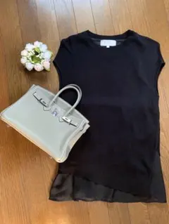 ロペ・ピクニック✨インナー付きサマーニット　黒　ノースリーブ