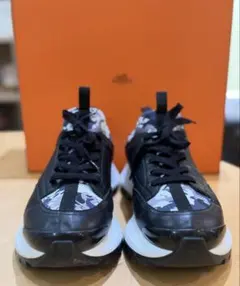 HERMES スニーカー カモフラージュ柄 レザー メンズ