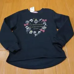 黒のプリント付き長袖トレーナー110cm