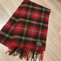 グレンプリンス　ラムウールマフラー　タータンチェック　赤系　美品