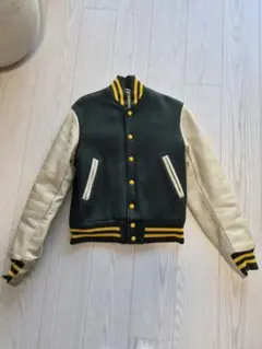 GOLDEN BEAR USA製 グリーン×クリーム スタジャン xs