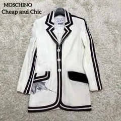 モスキーノ チープ＆シック テーラードジャケット バイカラー レーヨン混 白黒