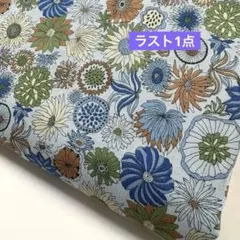 生地　ハギレ　花柄　ボタニカル　リバティ調柄　ブルー