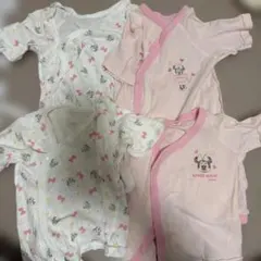 ディズニー　ミニーちゃん　50-60サイズ　コンビ肌着短肌着、長肌着 4枚セット