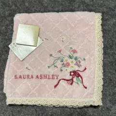 LAURA ASHLEYローラアシュレイタオルハンカチ 花刺繍オーガニックコット
