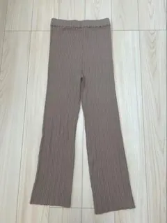 リブ編みブラウンフレアパンツ Mサイズ