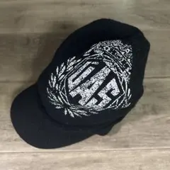 ブラック ロゴプリント ニット帽