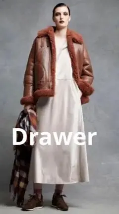 ☆美品☆【Drawer/ドゥロワー】レザージャケット　羊革　シルク　麻　ベージュ 2026年最新】Drawer レディース レザージャケット・ライダースの人気