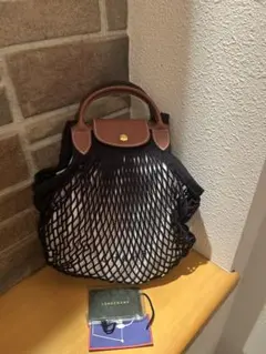 Longchamp 黒のナイロン製トートバッグ Lサイズ 馬刺繍白 - メルカリ
