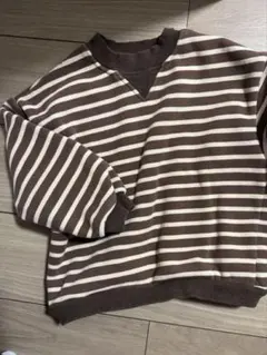 ボーダー　トレーナー　韓国子供服　120サイズ　裏起毛