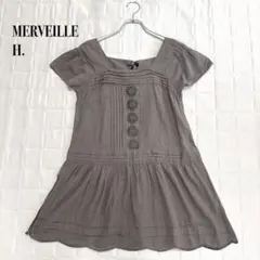 MERVEILLE H. コットン リネン風 チュニック刺繍 レース グレージュのサムネイル