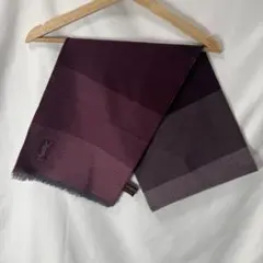 YSL サンローラン ウール100% ストール 西ドイツ製 ボルドー×グレー