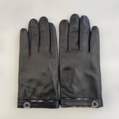 美品　ニューヨーカー　メンズ　レザーグローブ　ブラック　黒革手袋　サイズ23cm