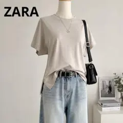 ZARA ザラ 半袖Tシャツ XS 綿100% サイドスリット ベージュのサムネイル