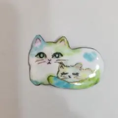 七宝焼 No.1251 親子猫 帯留orブローチ 手作り