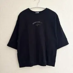 terawear　プリントロゴ　半袖　Tシャツ　ブラック　五分袖　後ろスリット