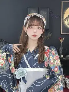 豆千代モダン 藤とツバメ 二尺袖 セオα 着物 浴衣 夏着物 完売品