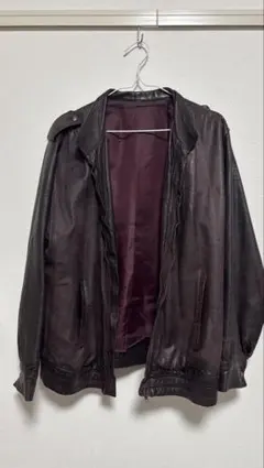 ダークブラウン レザーライダースジャケット