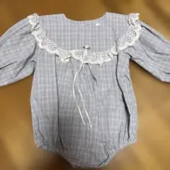 新品　Anne Shirley グレーチェックロンパース　M