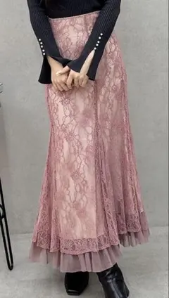 Mercuryduo 裾チュールレースマーメイドスカート　M