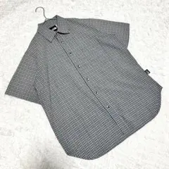 美品【ノースフェイス】（M）半袖チェックシャツ メンズ ブルー系