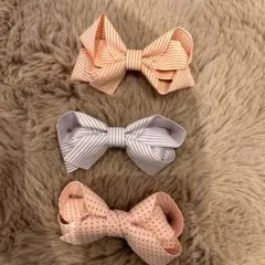 リボンヘアピン3個セット