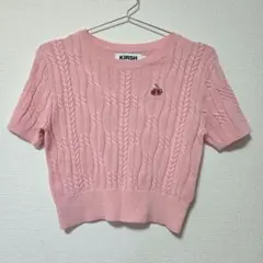 KIRSH ケーブルクロップニット 半袖★ ピンク　サマーニットのサムネイル