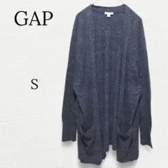 【GAP】ロングニットカーディガン ボタンなし 綿混 ネイビー Ｓ ベーシック