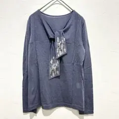 【美品】COMME CA ラメ リボンデザイン カットソー 9号 スパンコール