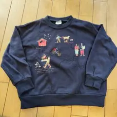 イラスト入りネイビー トレーナー